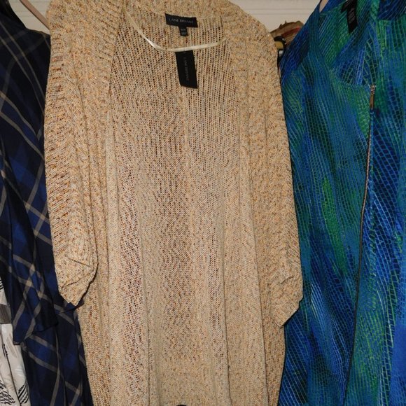 Lane Bryant Sweaters - NWT 18W 20W OPEN FRONT METALIC TAN CARDIGAN DOLMAN SLEEVES